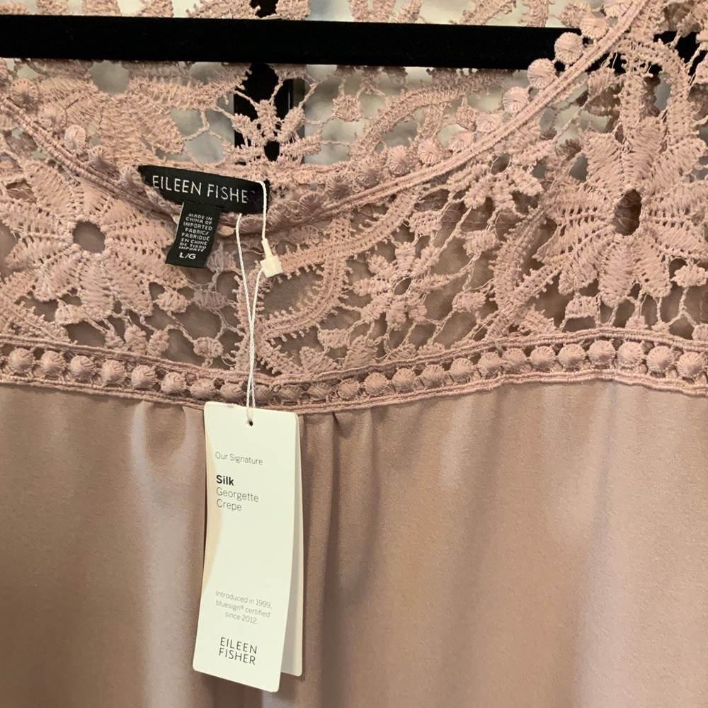 NWT Eileen Fisher Floral Lace Blouse - Blush Pink - Picture 3 of 4